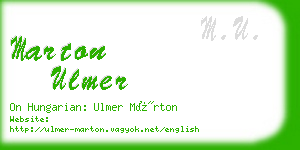 marton ulmer business card